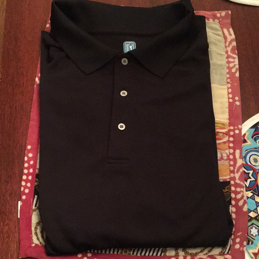 Long Sleeve PGA Brand Golf Polo Black 4X